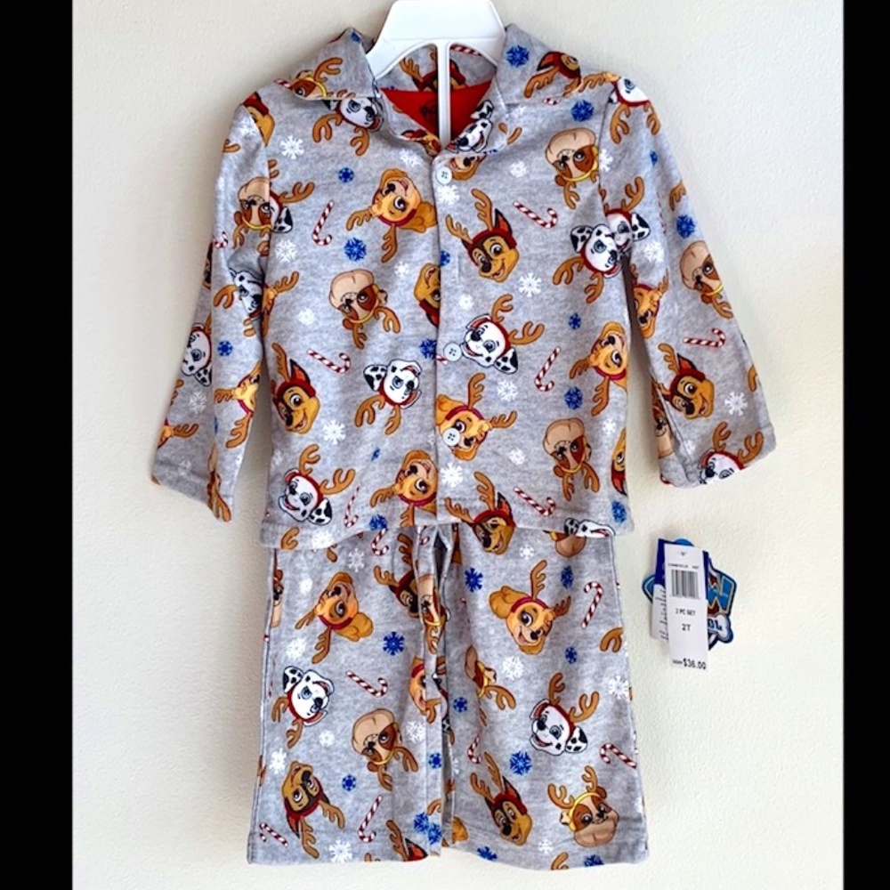 PAW PATROL Toddler Boy's Christmas Flannel Pajamas SIZE 2T NWT